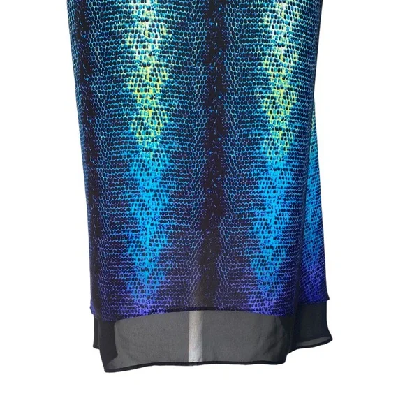 Worthington Blue Green Snakeskin Print Handkerchief Hem Sleeveless Tank Blouse S - Picture 9 of 14